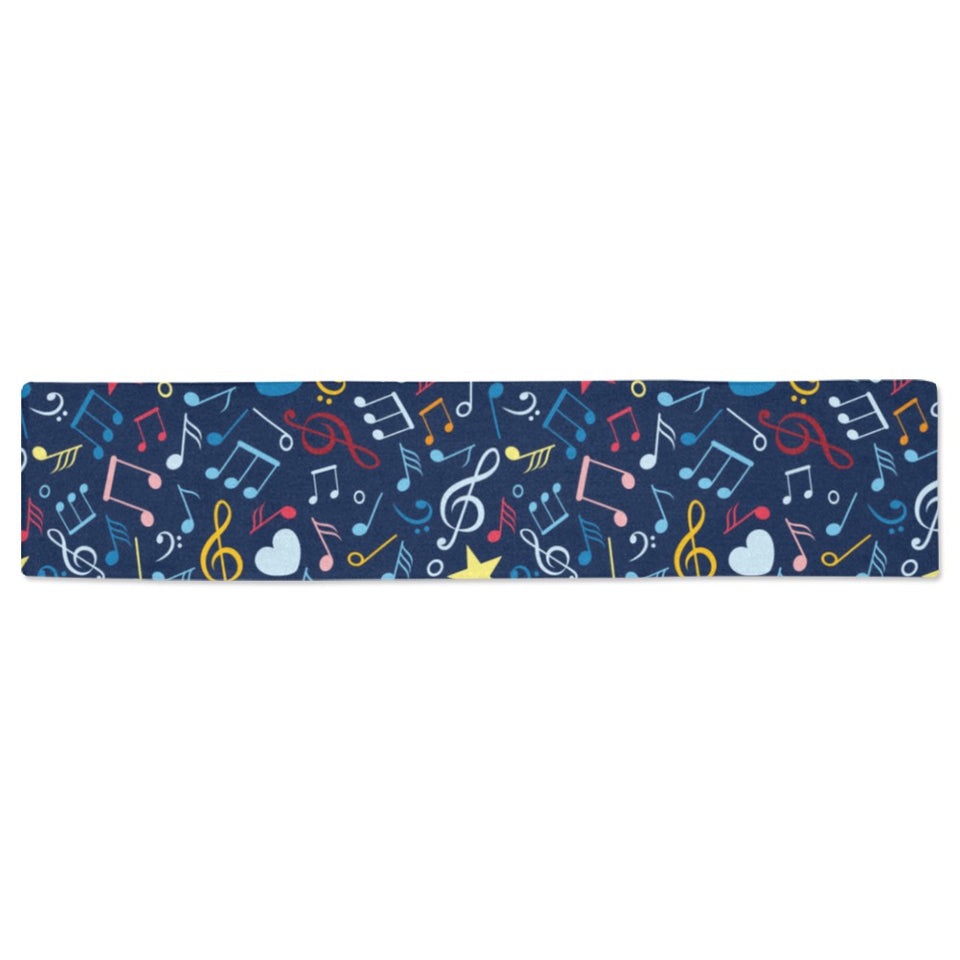 Music Notes Pattern Print Design 03 Table Runner