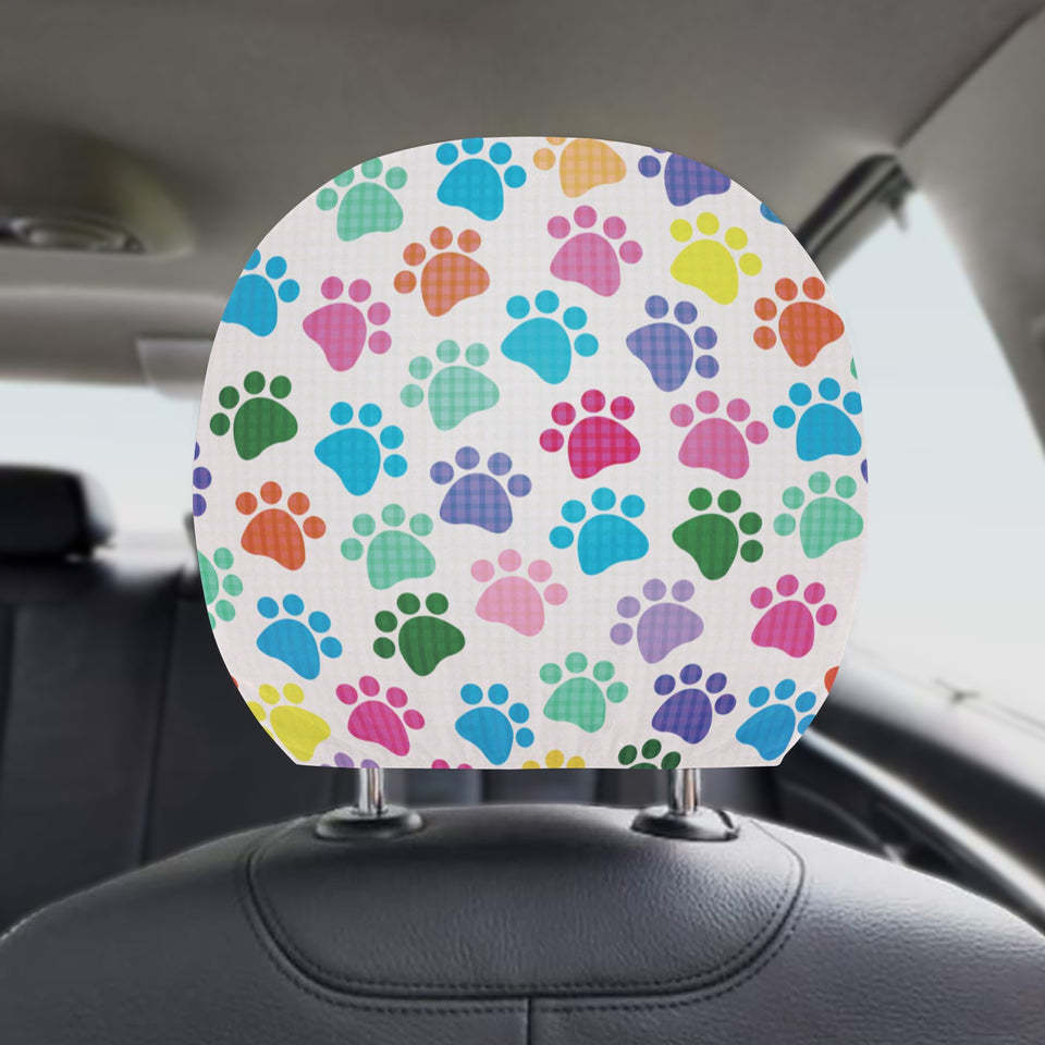 Dog Paws Pattern Print Design 01 Car Headrest Cover