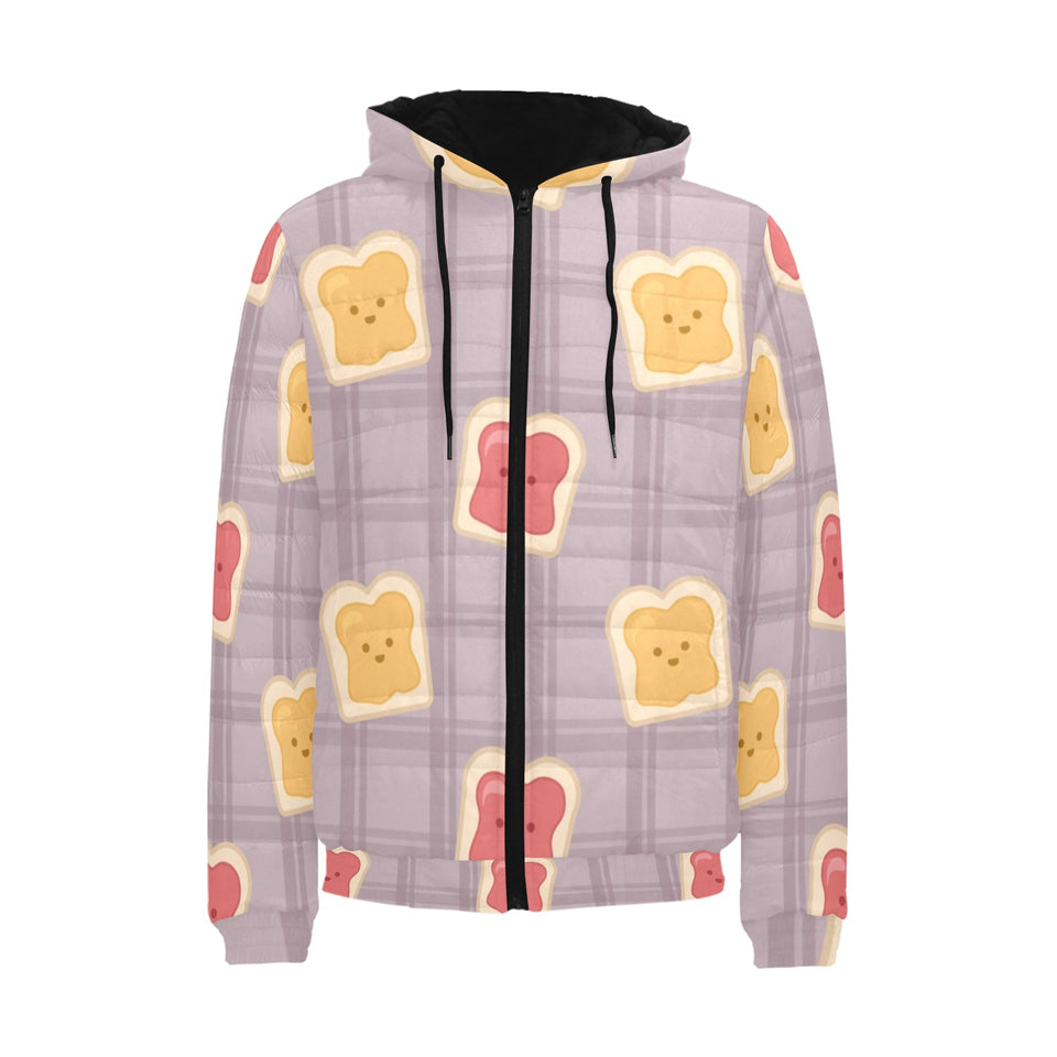 Bread Toast Pattern Print Design 05 Men's Padded Hooded Jacket
