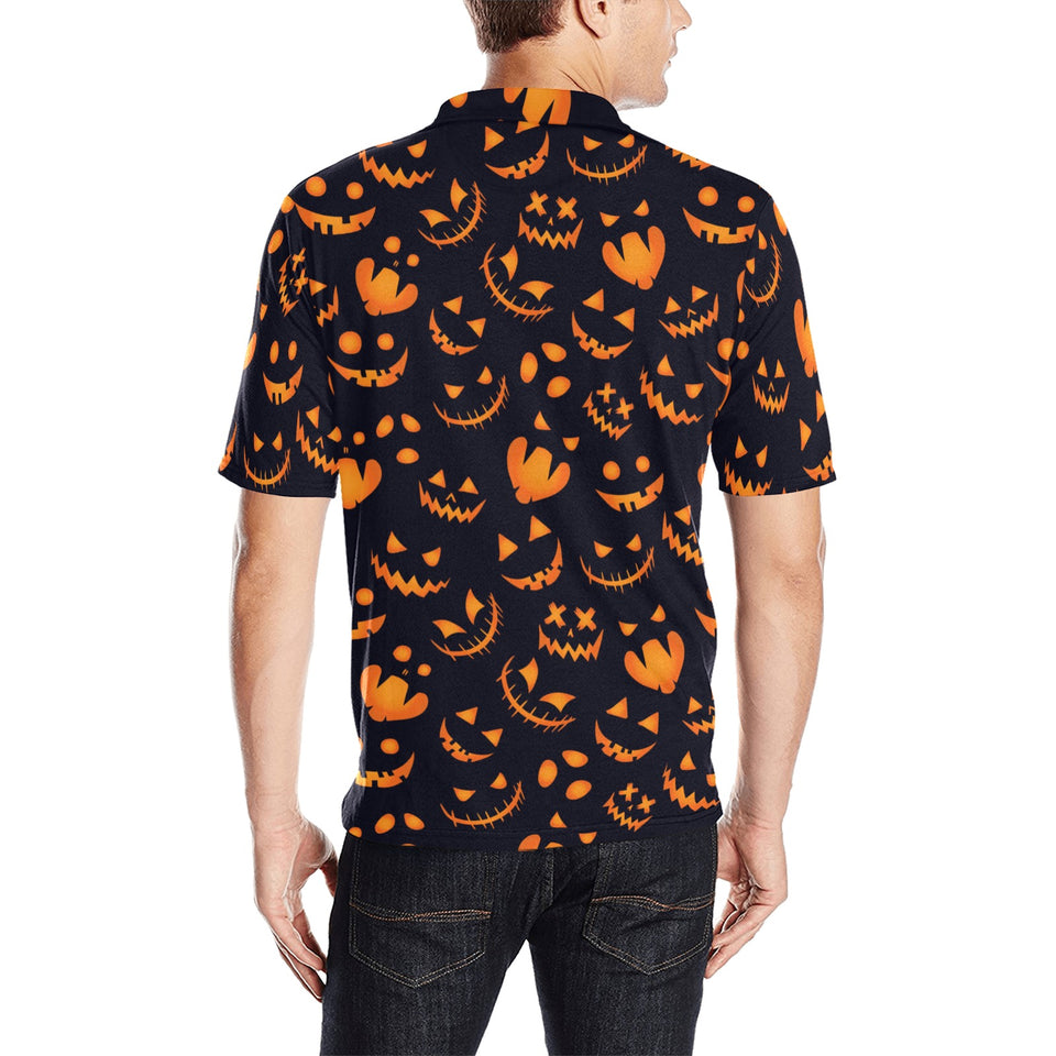 Halloween pattern Pumpkin background Men's All Over Print Polo Shirt