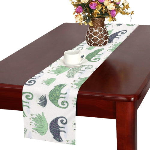 Chameleon lizard succulent plant pattern Table Runner