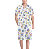 Snail Pattern Print Design 05 Men's V-Neck Short Pajama Set