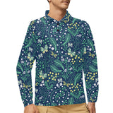 butterfly leaves pattern Men's Long Sleeve Polo Shirt
