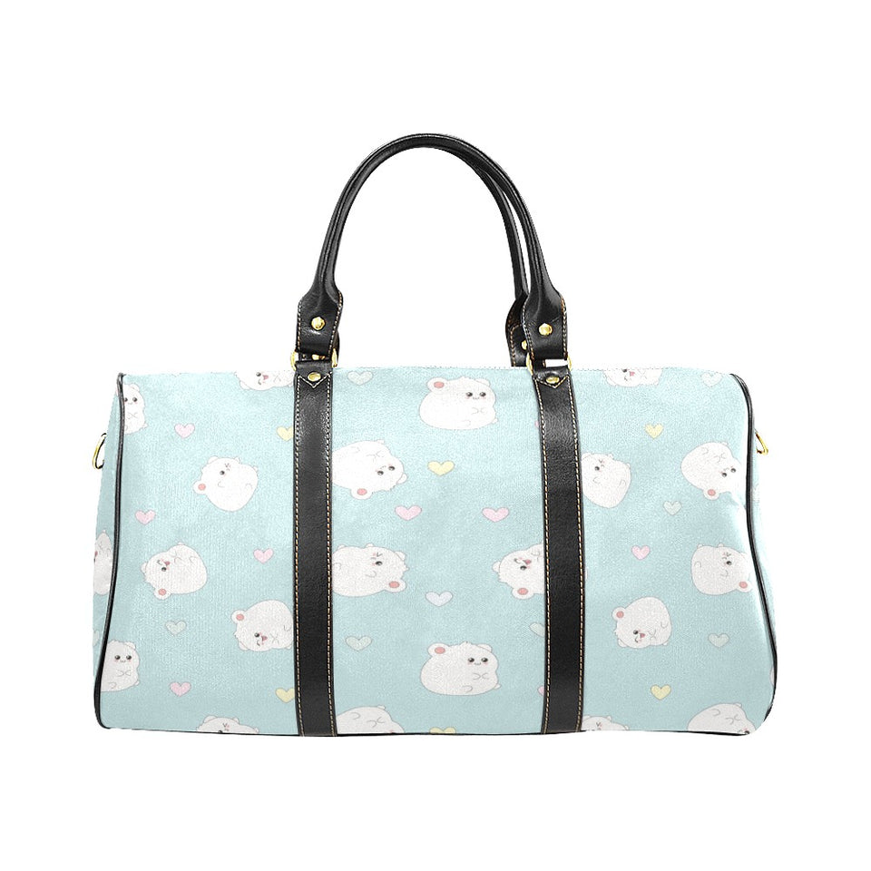 White cute hamsters heart pattern Travel Bag