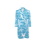 Starfish blue blackground Men's Long Sleeve Belted Night Robe