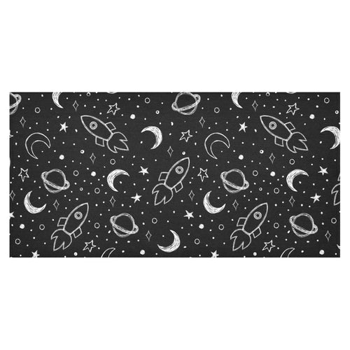 Hand drawn space rocket star planet Tablecloth
