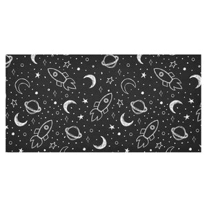 Hand drawn space rocket star planet Tablecloth