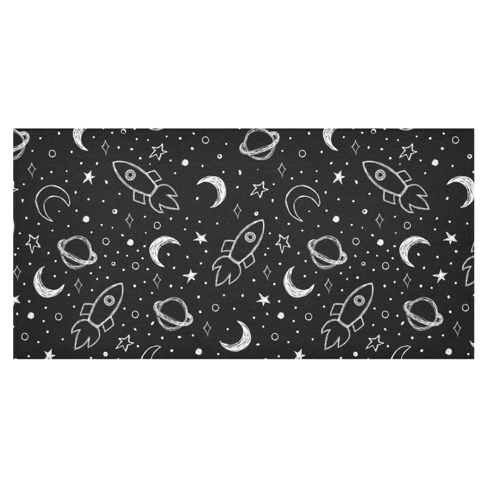 Hand drawn space rocket star planet Tablecloth