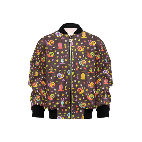 Snail Pattern Print Design 02 Kids' Boys' Girls' Bomber Jacket