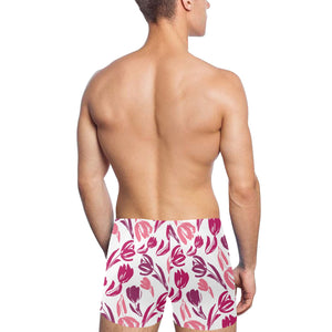 pink sketch tulip pattern Men's Swimming Trunks