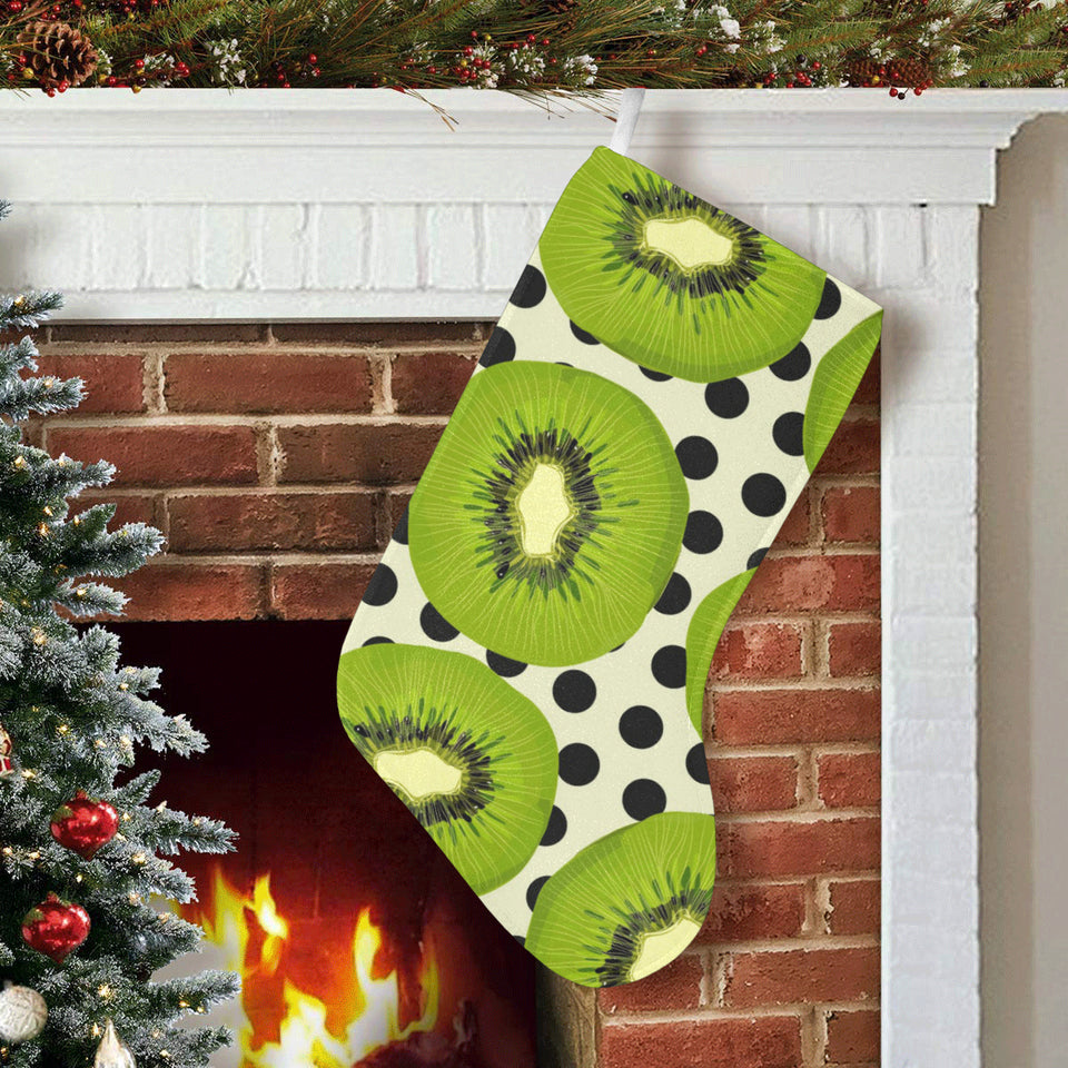 kiwi black dot background Christmas Stocking