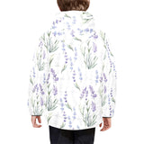 Hand painting Watercolor Lavender Kids' Boys' Girls' Padded Hooded Jacket