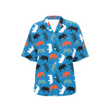 Colorful rhino pattern Women's All Over Print Hawaiian Shirt