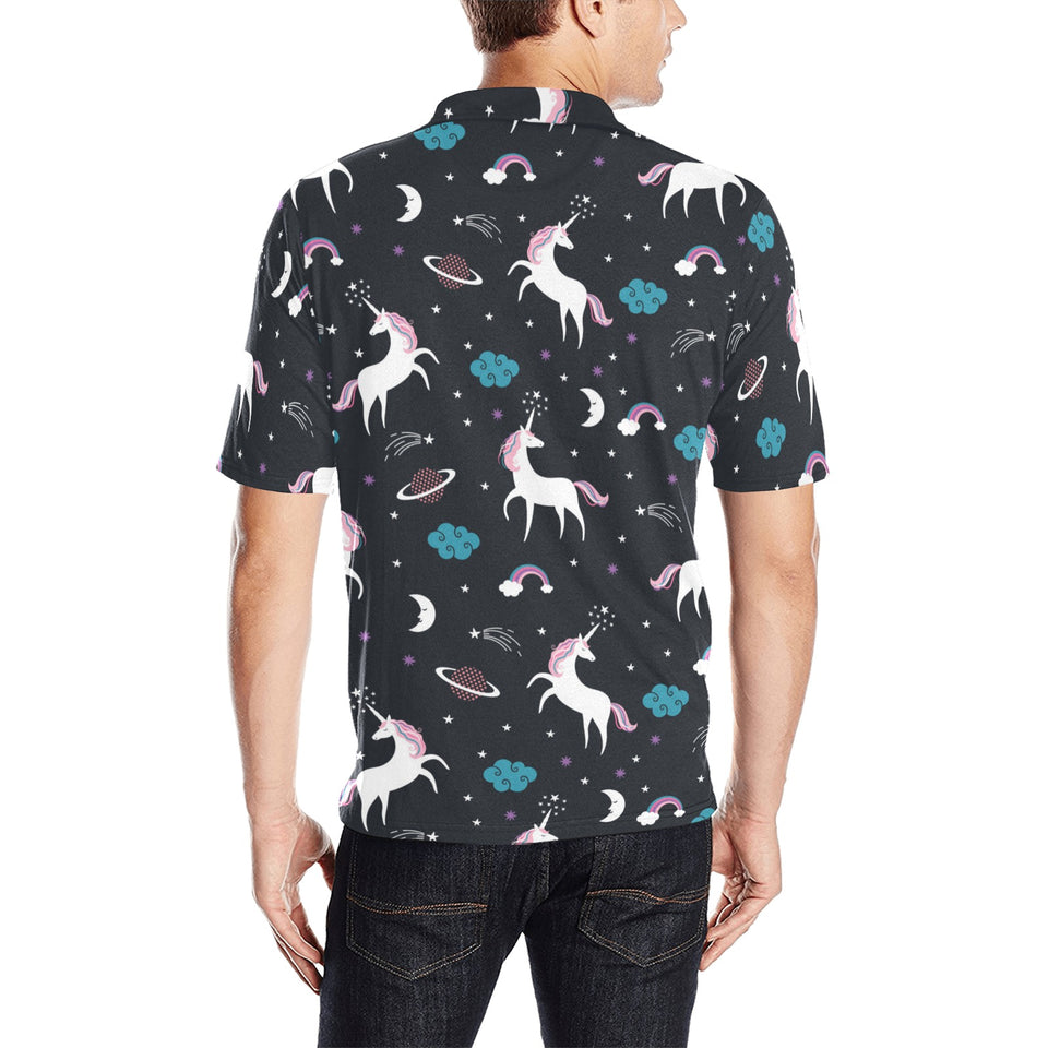 unicorn rainbows moon clound star pattern Men's All Over Print Polo Shirt