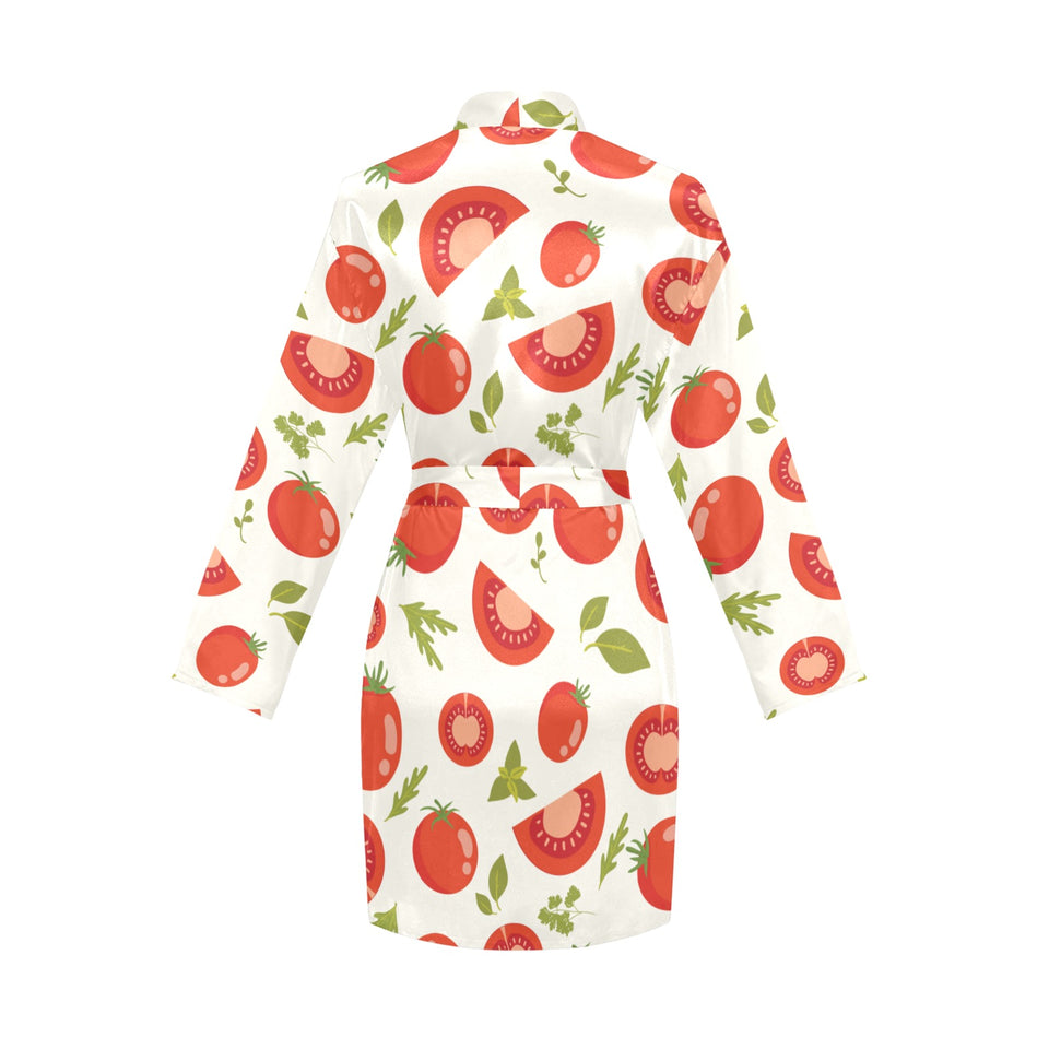Tomato pattern Women's Long Sleeve Belted Night Robe