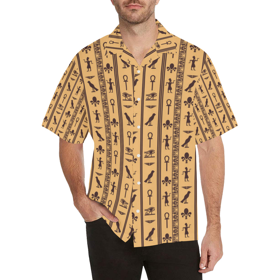 Egypt Hieroglyphics Pattern Print Design 02 Men's All Over Print Hawaiian Shirt (Model T58)