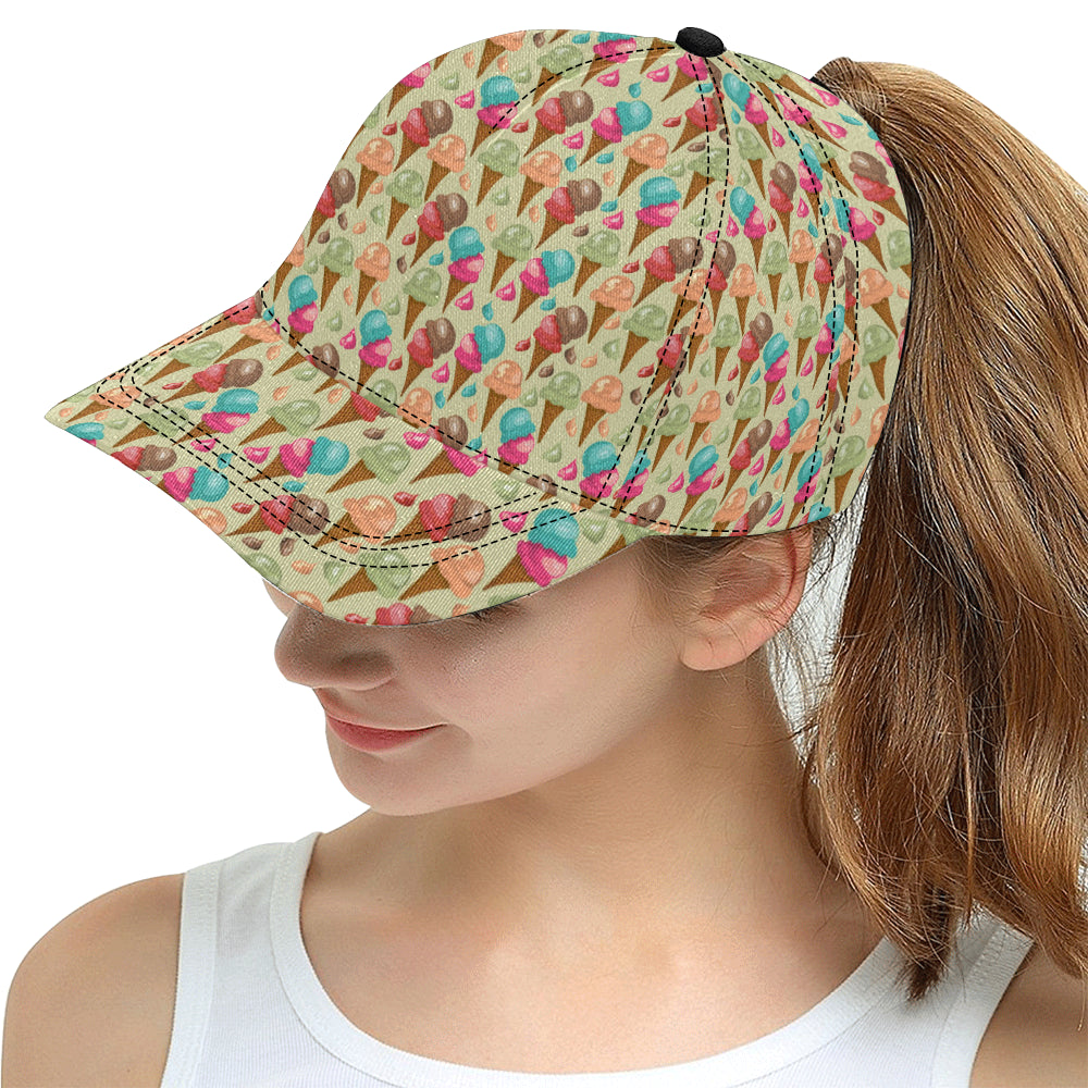 Colorful ice cream pattern All Over Print Snapback Cap