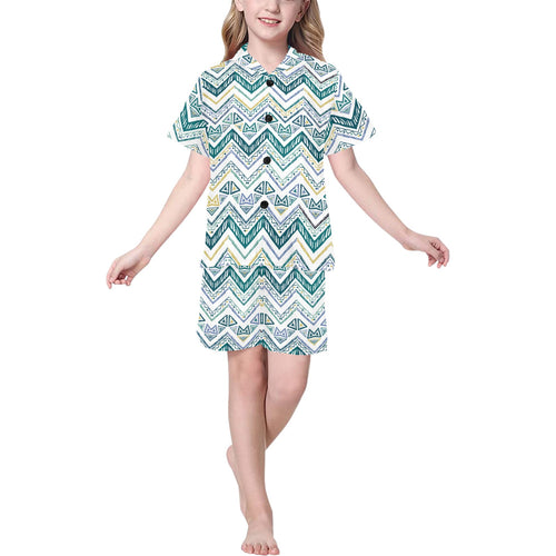 zigzag  chevron paint design pattern Kids' Boys' Girls' V-Neck Short Pajama Set