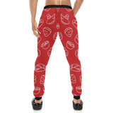 sushi pattern red background Unisex Casual Sweatpants