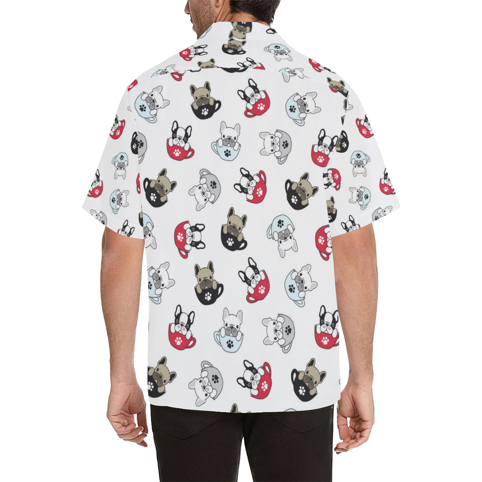 French bulldog cup paw pattern Men's All Over Print Hawaiian Shirt