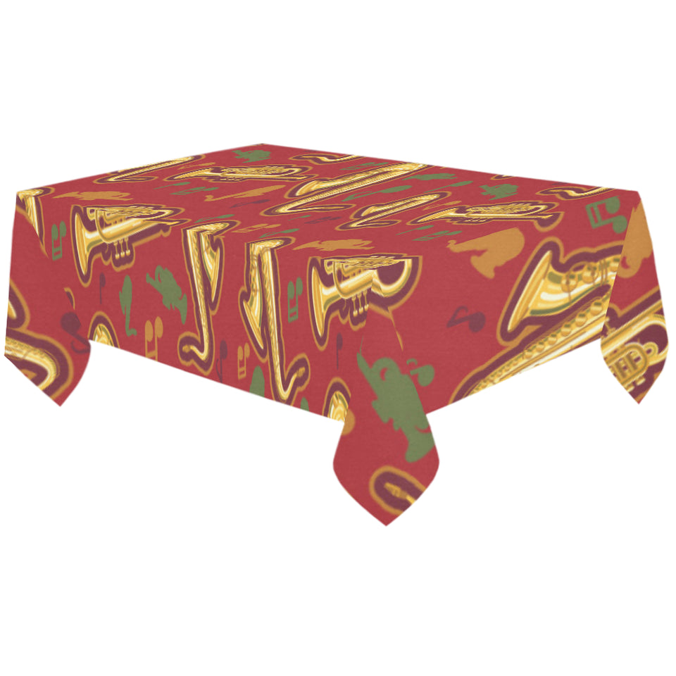 Saxophone cornet pattern red background Tablecloth