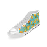 Banana Palm Leaves pattern background Men's High Top Canvas Shoes White