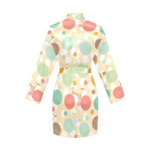 Bicycle Pattern Print Design 01 Women's Long Sleeve Belted Night Robe