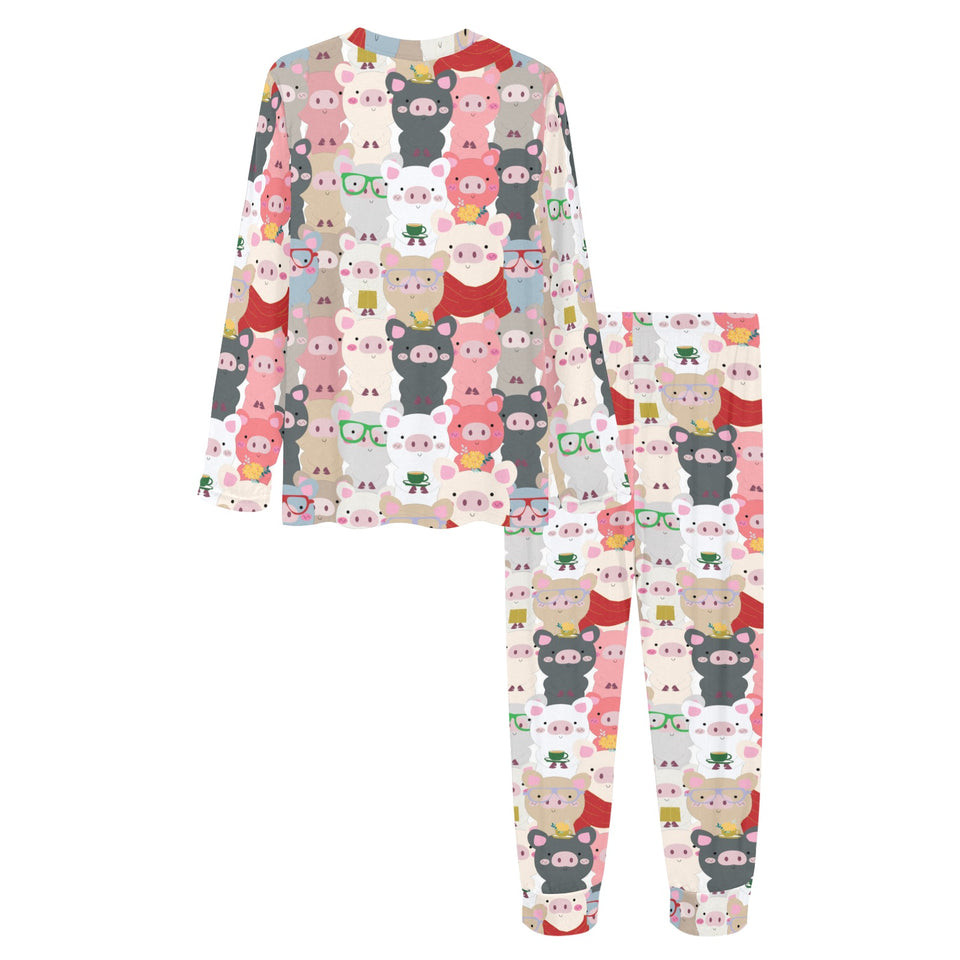 Pig Pattern Print Design 02 Women's All Over Print Pajama Set