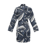 Piano Pattern Print Design 02 Women's Long Sleeve Belted Night Robe