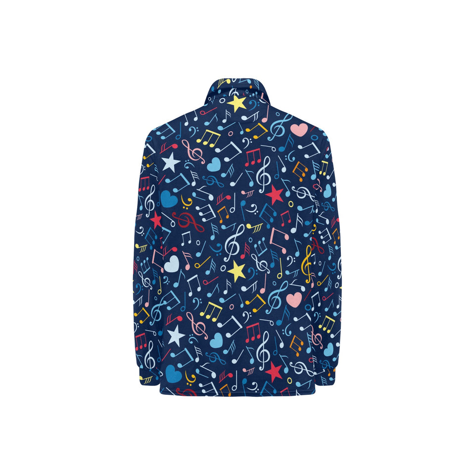 Music Notes Pattern Print Design 03 Women's Long Sleeve Polo Shirt