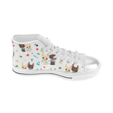 Cute Chihuahua dog pattern Women's High Top Canvas Shoes White