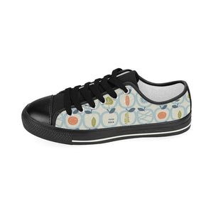 apples leaves pattern Kids' Boys' Girls' Low Top Canvas Shoes Black