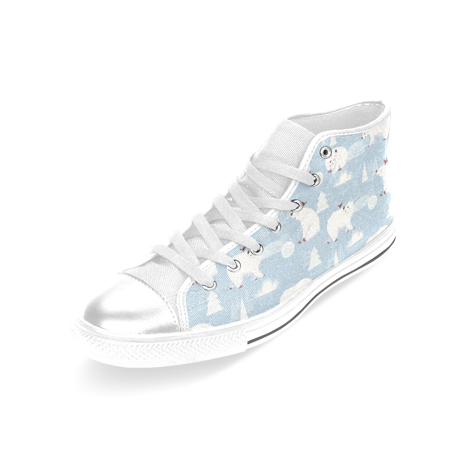 Cute polar bears Christmas decoration pattern Women's High Top Canvas Shoes White