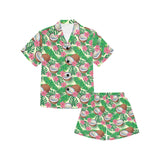 Coconut Pattern Print Design 01 Kids' Boys' Girls' V-Neck Short Pajama Set