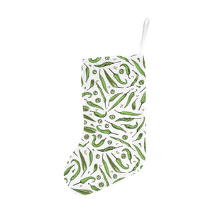 Hand drawn sketch style green Chili peppers patter Christmas Stocking