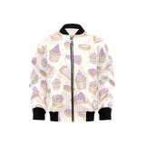 Cakes pies tarts muffins and eclairs purple bluebe Kids' Boys' Girls' Bomber Jacket