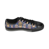 Sugar skull flower pattern Men's Low Top Canvas Shoes Black