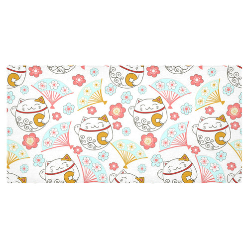 Maneki neko cat fan sakura Tablecloth