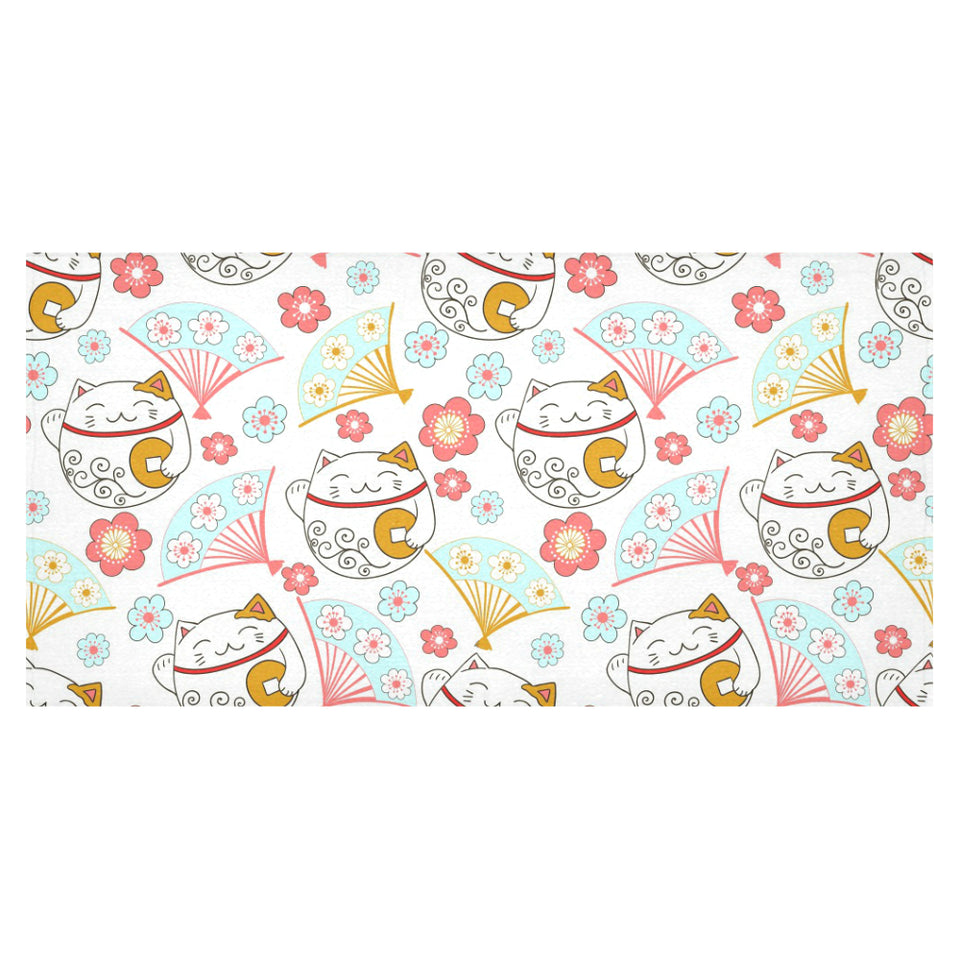 Maneki neko cat fan sakura Tablecloth