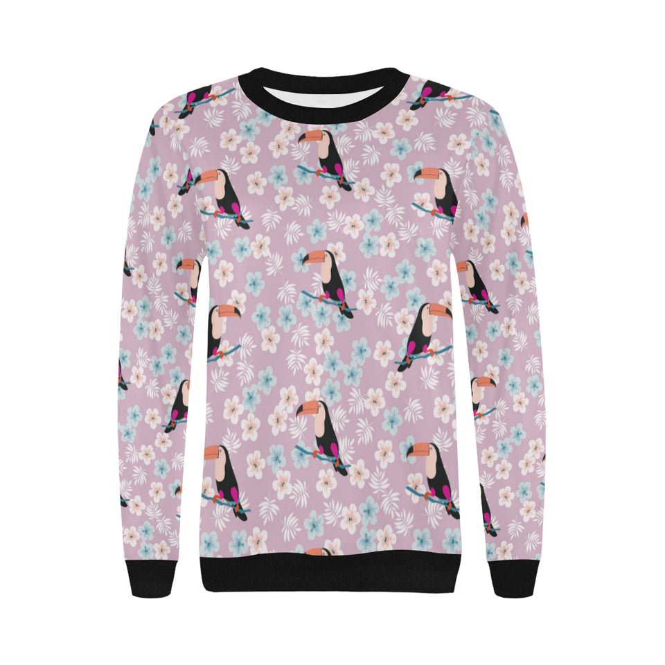 Beautiful toucan flower leaves Women's Crew Neck Sweatshirt