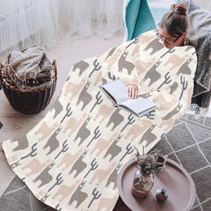 Llama Alpaca pattern Blanket Robe with Sleeves