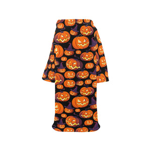 Halloween Pumpkin pattern Blanket Robe with Sleeves