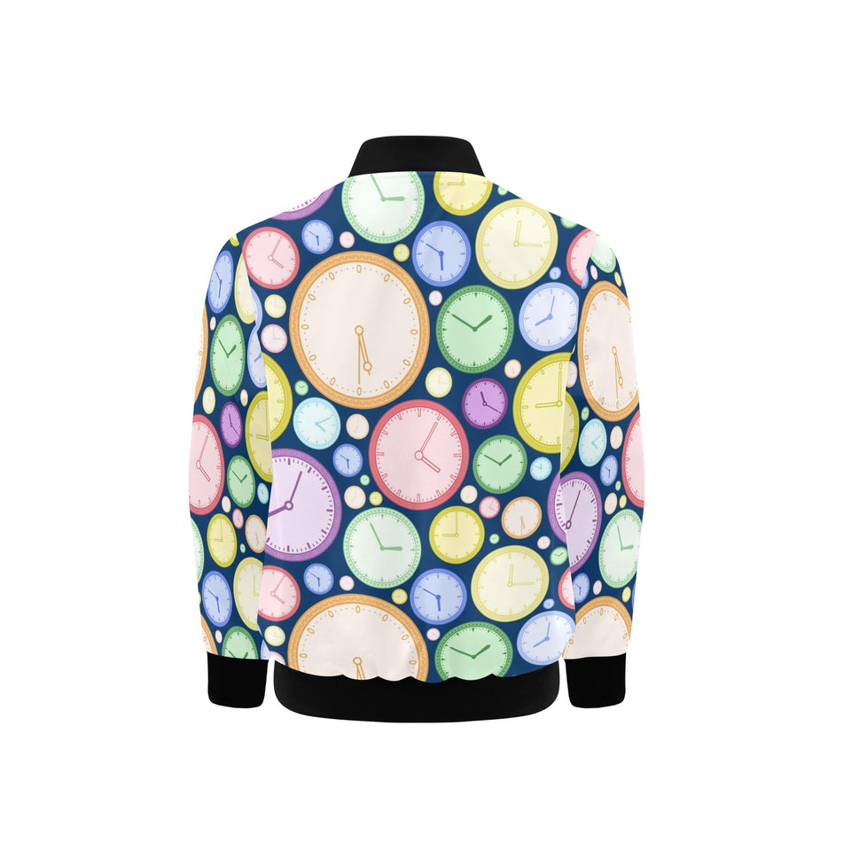 Colorful clock background Kids' Boys' Girls' Bomber Jacket