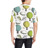 Hot Air Balloon Bird Cloud Pattern Men's All Over Print Polo Shirt