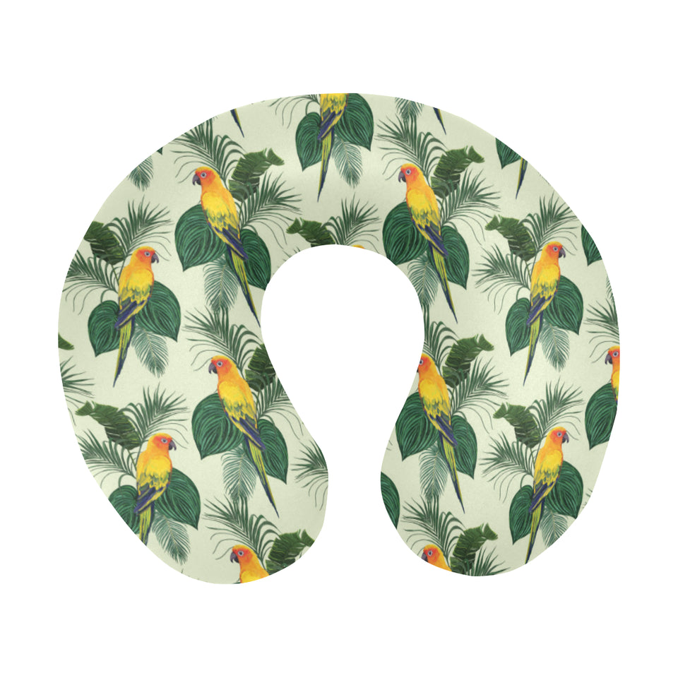 Beautiful parrot palm leaves pattern U-Shaped Travel Neck Pillow