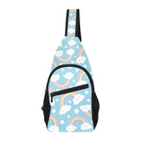 Cute rainbow clound star pattern blue background All Over Print Chest Bag
