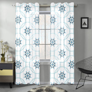 nautical steering wheel chain Gauze Curtain