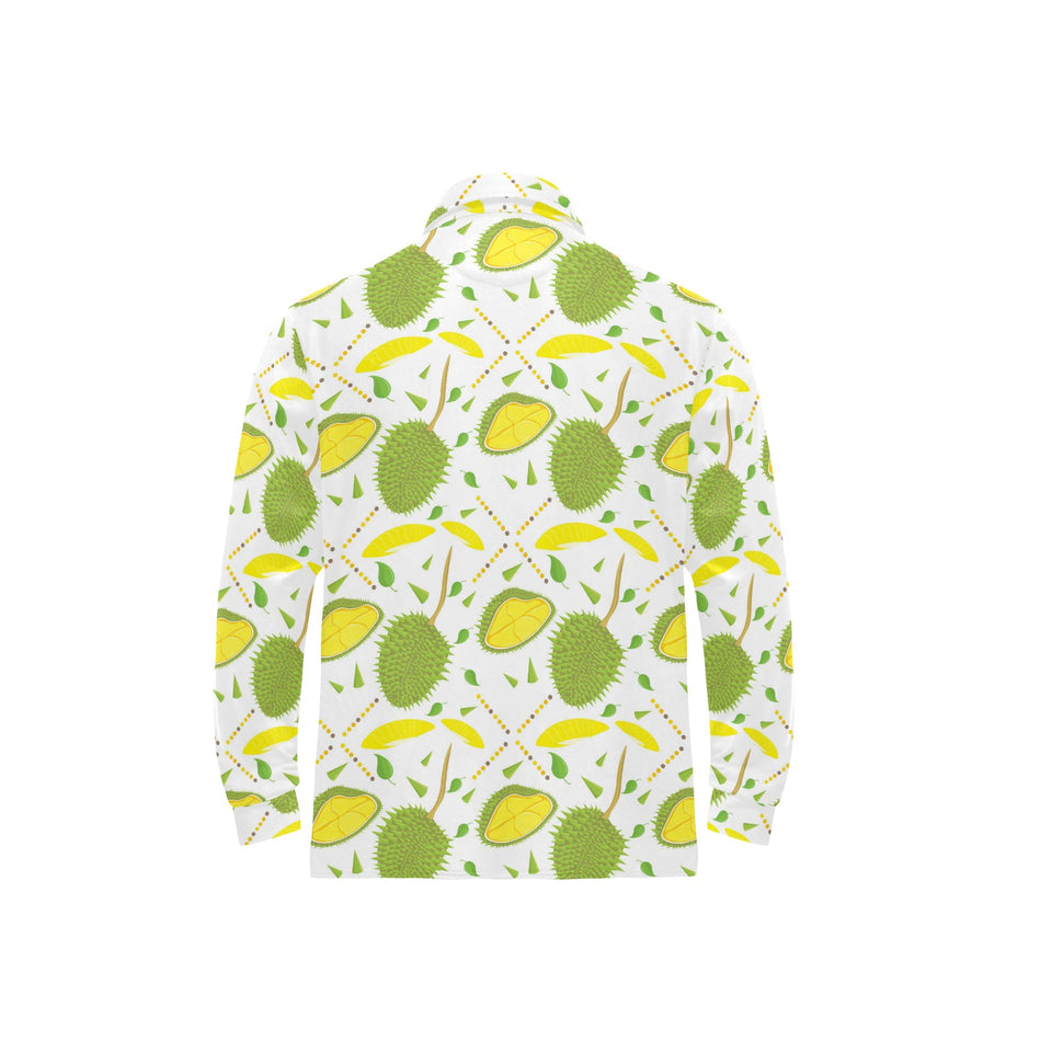 Durian pattern background Men's Long Sleeve Polo Shirt