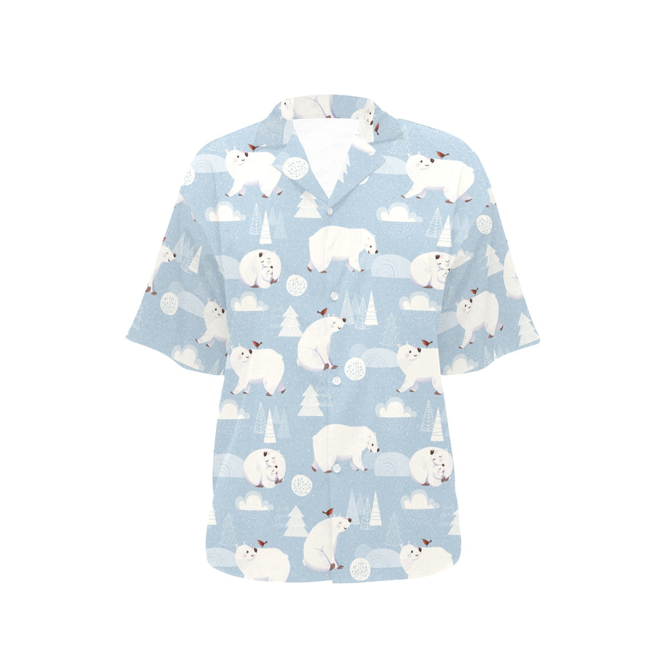 Cute polar bears Christmas decoration pattern Women's All Over Print Hawaiian Shirt