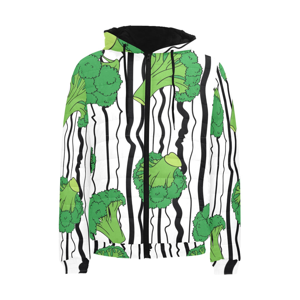 Cool Broccoli pattern Men's Padded Hooded Jacket